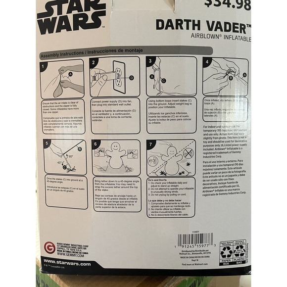 Star Wars Darth Vader Disney Christmas Airblown Inflatable 5’ Gemmy 2022 NOS - Picture 3 of 7